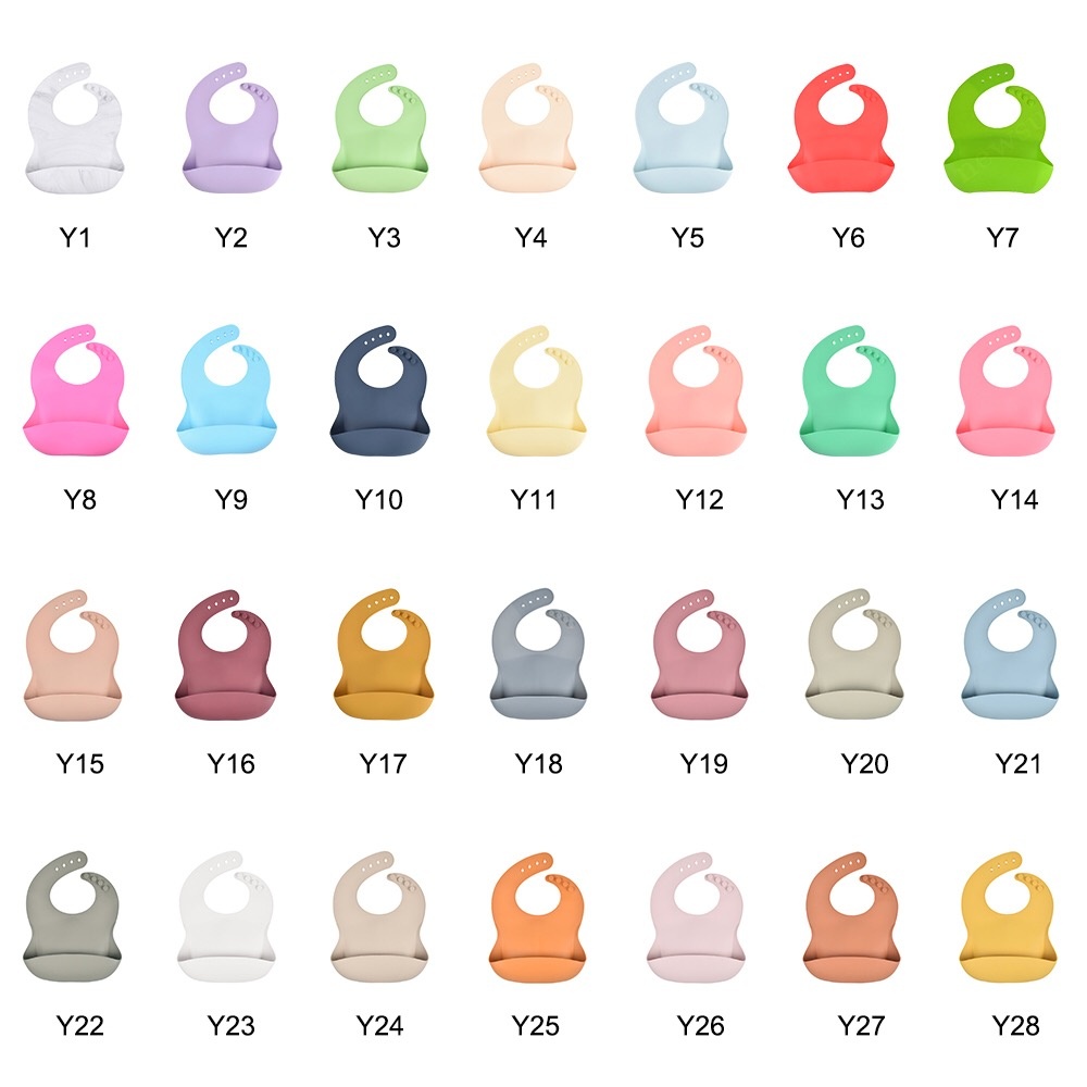 Custom High Quality Food Grade Soft Waterproof Silicone Baby Bib With Food Catcher