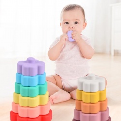 6 Pcs Soft Other Educational Toy Building Blocks Montessori Sensory Gift Baby Kid Children Silicone Rainbow Stacking Toy For Kid