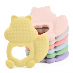 BPA Free Squirrel Animal Shape Baby Chew Soft Teether Sensory Toy Silicone Baby Teething Toy