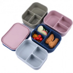 baby products 2023 trending Lunch Box Bento Silicone Kids Silicone Food Storage Lunch Box With 3 Dividers