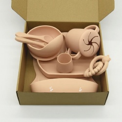 Auzen New Baby Led Weaning Set of 9 Bibs with Spoon BPA Free Silicone Suction Bowl Plate Self Eating Utensils Set