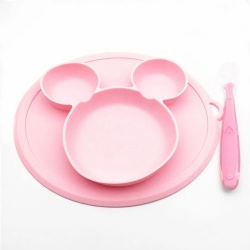 Amazon top seller 2023 micky silicone plate for kids Baby silicone plate with sucker at the bottom