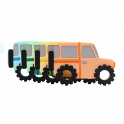 2023 new soft silicone teething truck healty sensory teether car educational kids toys,Baby Silicone Tractor Teether