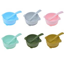 Food grade silicone bowls with lid and spoon for kids