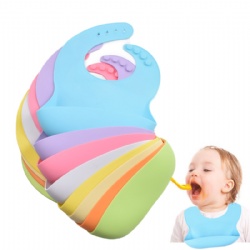 Custom High Quality Food Grade Soft Waterproof Silicone Baby Bib With Food Catcher