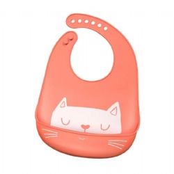 Cute Baby Silicone Bibs with Cat Picture 100% Food Grade Silicone Baby Feeding Products for Baby Dinnerware Waterproof Bibs