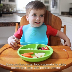 Suction Baby Silicone plate Feeding Placemat, Non-Slip Toddlers Food Feeding baby plate with cover for Children