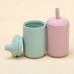 NEW Dishwasher Safe Kids Drinking Training Cup Silicone Toddler Trainer Cup BPA Free Baby Silicone Sippy Cups with Straw