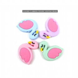 Wholesale Silicone Mini Flamingo Beads Teething Nursing Jewelry Baby Teether Silicone Beads