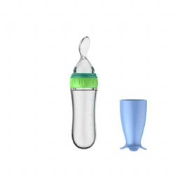 Safety Silicone Baby Bottle With Spoon Food Supplement Rice Cereal Bottles Squeeze Spoon Milk Feeding Bottle Cup