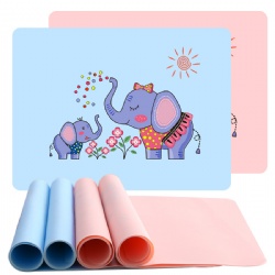 Custom Printed Rubber Decorative Coloring Flower Baby Kids Cartoon Animal Dining Table Christmas Mat Sets Silicone Placemat