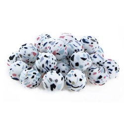 BPA Free Loose15mm Leopard Print Silicone Round Beads for Jewelry